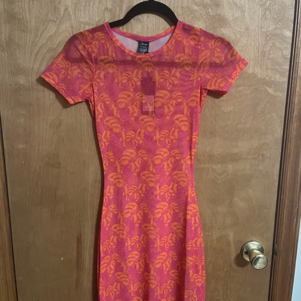 Ed Hardy Women's Pink and Orange Sheer/ See Through Dress/Cover Up